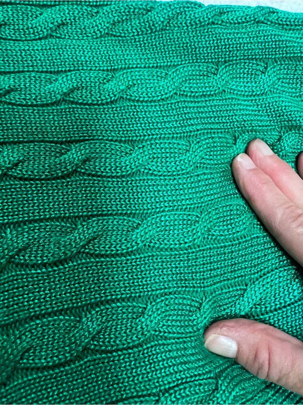 Lauren by Ralph Lauren Green Cable-Knit Boatneck Dolman Sleeve Sweater XL - Picture 8 of 9